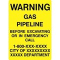 Model OSHA Warning Sign - Warning Gas Pipeline